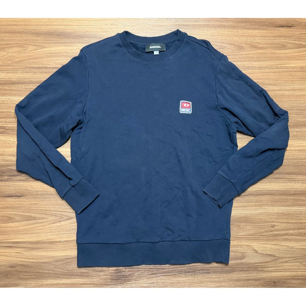 Diesel Mens Navy Blue Cotton Embroidered Logo Patch Crewneck Sweatshirt Size M